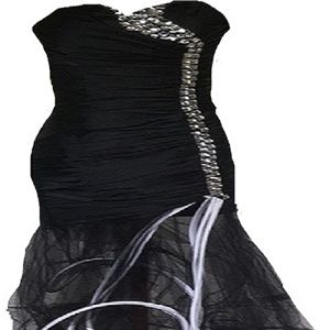 unique Black satin and tulle dress 00P